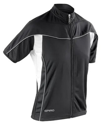 Produktbild von SPIRO S188F | Damen Bikewear Top mit Reisverschluss +UV-Schutz - Farbe: Black/White - Größe: L (40)