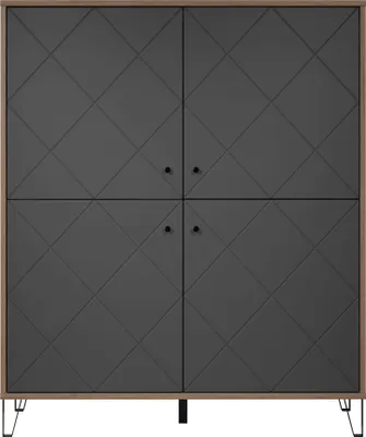 Produktbild von trendteam Montez Highboard Eiche Nachbildung/Graphit, B/H/T ca. 123/136/40 cm