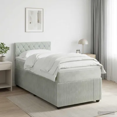 Immagine prodotto di Maison Exclusive - Letto boxspring con materasso Grigio chiaro 90 x 200 cm Velluto