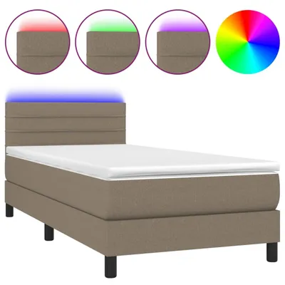 Produktbild von Boxspringbett mit Matratze & LED Taupe 100x200 cm Stoff