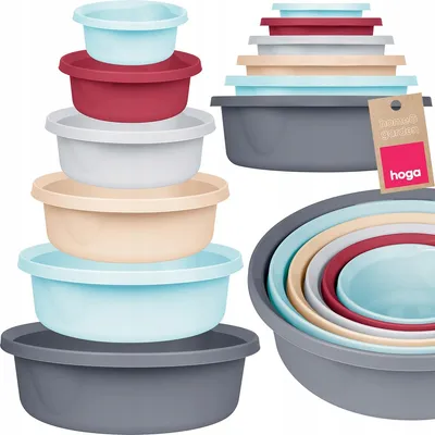 Produktbild von Hoga Runde Kunststoffschüsseln Set, 6 Stück, 2-20L