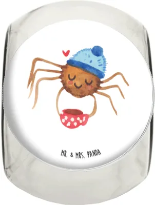 Produktbild von Mr. & Mrs. Panda Bonbonglas Spinne Agathe Kaffee XL 2000ml - Weiß - Geschenk, Lebensweisheiten, keksdose glas, Kaffeedose, Morgen, Vorratsglas, schraubglas, Morgenmuffel