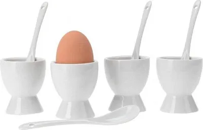 Produktbild von Porzellaneierdopjes weiß 8-teilig Set für 4 Eier & 4 Löffel