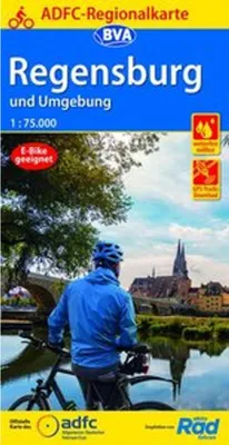 Immagine prodotto di Mappa regionale ADFC di Ratisbona e dintorni, scala 1:75.000, con suggerimenti per escursioni giornaliere, resistente a strappi e alle intemperie, adatta per e-bike, possibilità di scaricare i percorsi GPS