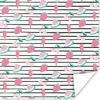 Produktbild von MuchoWow® Poster Obst - Rosa - Muster 50x50 cm - Wohnzimmerdekoration
