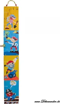 Produktbild von Messlatte Pirat Holz Kinderzimmer Kinder Holzmesslatte bunt