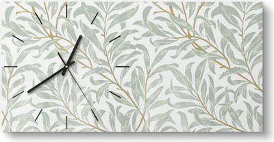 Produktbild von DEQORI Glasuhr 60x30 cm Modern 'Dekorative Weidenzweige' Wanduhr Glas Uhr Design leise