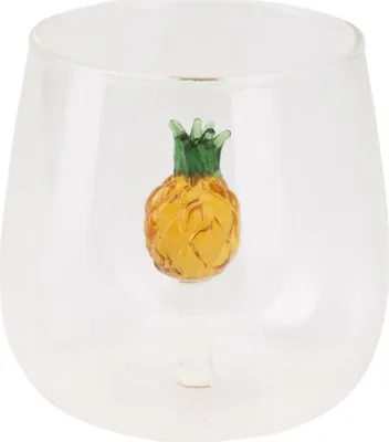 Image de Verre à boisson élégant 400ml avec décoration ananas - motif de vacances, idéal pour les boissons froides