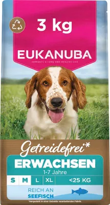 Imagen del producto de Eukanuba, alimento para perros, 3 kg. Sin cereales, con pescado. Alimento seco premium para razas pequeñas y medianas
