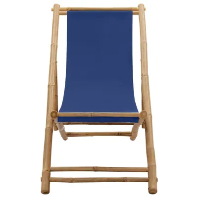 Image de vidaXL Chaise longue bambou et toile bleu marine