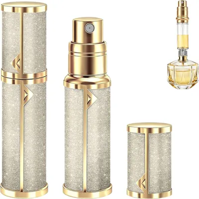 Produktbild von Parfümzerstäuber 5 ml, nachfüllbar, ausfallsicher, gold, 8.5 cm, für Reise