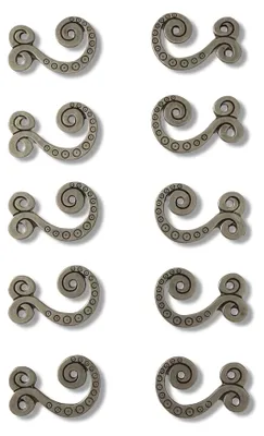 Korsetthaken, 5 Paar, antik versilbert, 25 x 15 mm, Metall