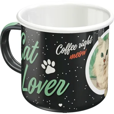 Produktbild von Nostalgic-Art - Emaille-Becher - Animal Club - Cat Lover Black