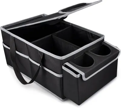Produktbild von Faltbarer Auto Organizer für Vorder und Rücksitze (Schwarz) zur platzsparenden Organisation verschiedener Gegenstände