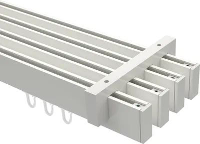Produktbild von Interdeco Innenlaufstange / Gardinenstange mit Innenlauf Weiß, Typ Smartline Paxo (Kappe), 14x35 mm 4-läufig, 540 cm