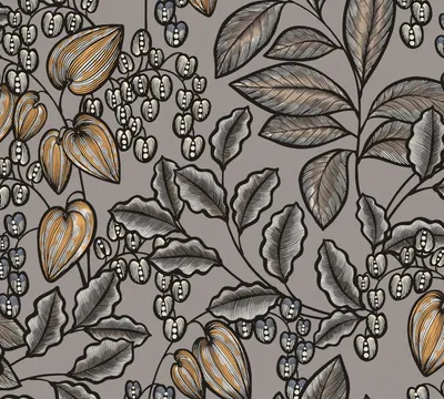 Produktbild von Architects Paper Blumentapete Floral Impression florale Tapete Vliestapete grau braun gelb schwarz 10,05 m x 0,53 m
