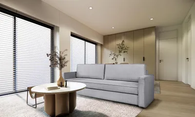 Productafbeelding van Slaapbank, designbank, 3-zitsbank, model FERMINE, bekleed met stof Allora, lichtgrijs