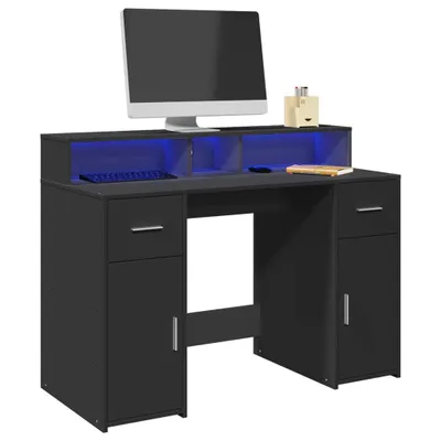 Image de Maison Exclusive - Bureau avec lumières LED noir 120x55x91 cm bois d'ingénierie