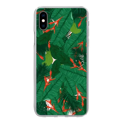 Produktbild von MuchoWow® Handyhülle Schutzhülle Hülle für iPhone Xs Blumen - Blätter - Muster Silikon Softcase Handy Hülle - Handytasche