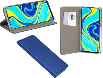 Image de cofi1453® Etui livre "Smart" compatible avec XIAOMI REDMI NOTE 9 PRO MAX Housse pour téléphone portable Etui portefeuille Housse de protection avec fonction support, porte-carte bleu