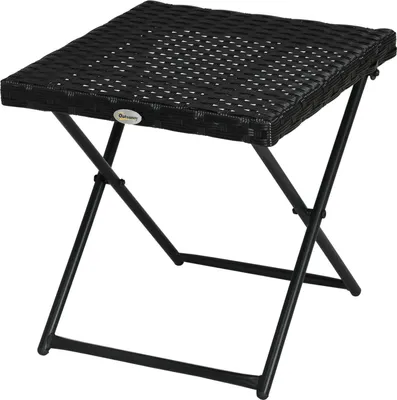 Produktbild von Beistelltisch Aus Polyrattan Klappbarer Gartentisch, Couchtisch, Balkontisch, Metall, Schwarz, 40 X 40 X 40 Cm