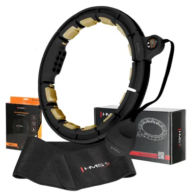 Immagine prodotto di HMS HHM13 set per massaggio con hula hoop con pesi, magneti e contatore e BR163 cintura dimagrante nera
