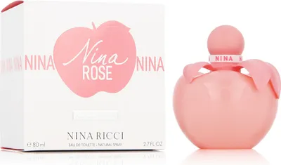 A product shot of Nina Ricci Nina Rose Eau de Toilette and its packaging.