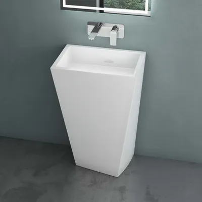 Produktbild von doporro freistehendes Standwaschbecken BTH: 55x38x85cm weiß aus Gussmarmor Waschtisch Waschplatz Standsäule Colossum38