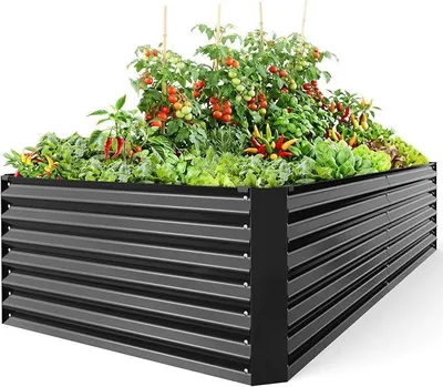 Imagen del producto de Cama elevada de metal para plantas, 240 x 120 x 54 cm, resistente a la corrosión y estable