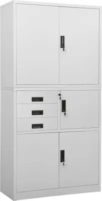Image de Armoire de bureau Gris clair 90x40x180 cm Acier
