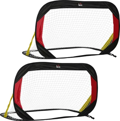 Produktbild von HOMCOM Fußballtore 2er Set Fußballnetz Minitore Faltbar für den Garten oder Park für Kinder und Erwachsene Stahl Polyester Schwarz 120 x 80 x 80 cm
