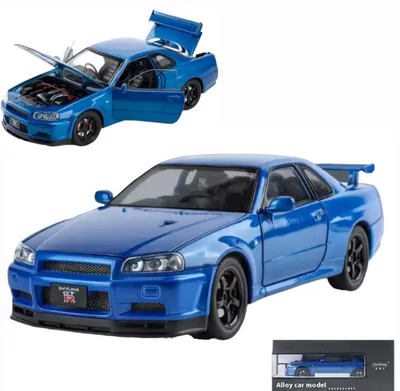 Produktbild von Welly Nissan Skyline GT-R R34 Modellauto Blau Sammlerstück