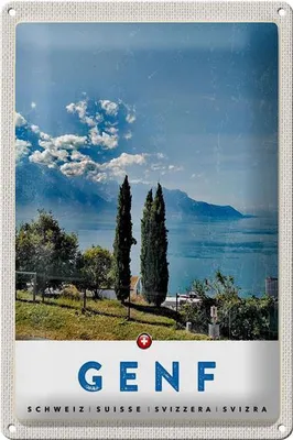 Produktbild von Blechschild Reise 20x30cm Genf Schweiz See Natur Himmel Urlaub