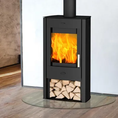 Produktbild von Fireplace Tuvalu, Freistehende Feuerstelle, Geschlossen, Brennholz, Pellet, Schwarz, Drinnen, Rechteckig