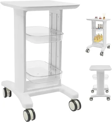 Obrázok produktu pre Profesionálny lekársky vozík – trojposchodový vozík na kolieskach so zásuvkami – nosnosť 50 kg – plastový rám – biela farba