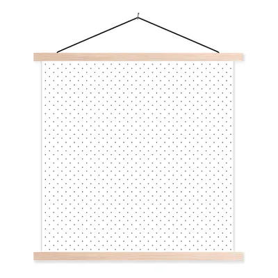 Produktbild von MuchoWow® Textilposter Polka dots - Muster - Schwarz und weiß 120x120 cm mit holzfarbenen Rahmen - Textil-Poster