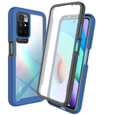 Immagine prodotto di Custodia per Xiaomi Redmi 10, paraurti con protezione dello schermo incorporata Custodia protettiva a 360° blu scuro