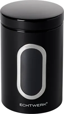 Produktbild von Echtwerk stilvolle Vorratsdosen Single-Schwarz, zur Aufbewahrung von Mehl/Zucker/Müsli/Tee, Metalldose mit Luftdichtem Deckel und großem Sichtfenster, Fassungsvermögen 1, 4L