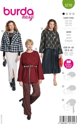 Imagen del producto de Chaqueta de mujer de corte sencillo, con cuello asimétrico, tallas 34-48, para confección