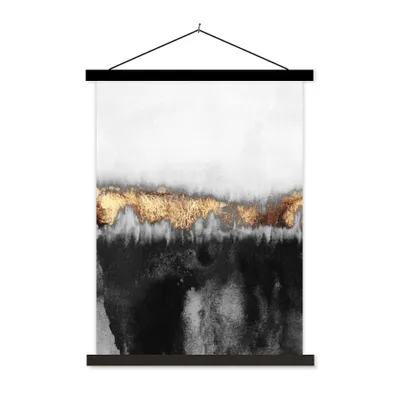 Produktbild von MuchoWow® Textilposter Gold - Chic - Abstrakt 60x80 cm mit schwarzem Rahmen - Plakathalter