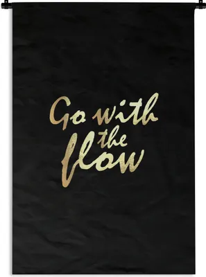 Produktbild von MuchoWow® Wandteppich Wandbehang Zitate - Entspannen - Gold - Schwarz 120x180 cm Tapisserie Dekoration Wandtuch - Schlafzimmer - Dekorationen für das Haus