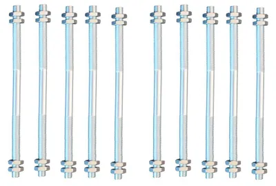 Produktbild von 10 Stück Gewindestange M8 Rechts - Links Gewinde 500 mm + 4 Muttern