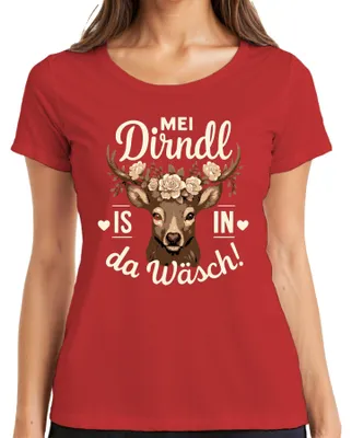 Productafbeelding van Mei Dirndl wasmachinebestendig klederdracht dames T-shirt, rood, maat S