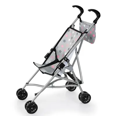 Produktbild von Bayer Design 30507AB Puppenbuggy mit Tasche, Doppelräder, faltbar, aus Metal, für Puppen bis 46 cm