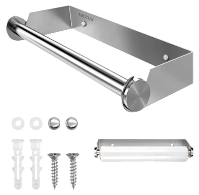 Produktbild von Küchenrollenhalter ohne Bohren, Wandmontage, Edelstahl, Silber, 28 cm