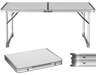Image de Table de camping pliante en aluminium - Table à manger pliable - Robuste - Pour une utilisation en extérieur - Idéale pour les barbecues et les fêtes - Dimensions : 60 x 40 x 26 cm