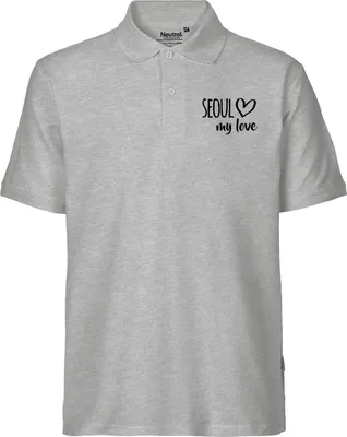 Produktbild von Huuraa Herren Polo Shirt Seoul my love S Sport Grey Bio Baumwolle Fairtrade Poloshirt Geschenkidee