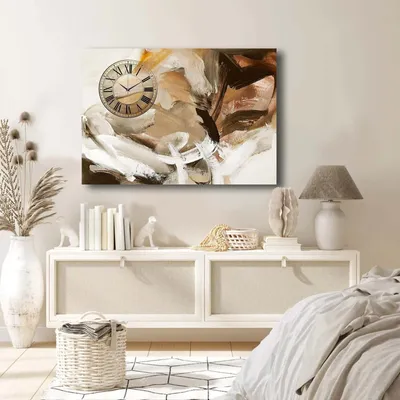 Image de Opviq, 70100CS-045, Horloge murale décorative en toile, Multicolore, 100 % CANVAS EN PEAU, 70 x 100 cm