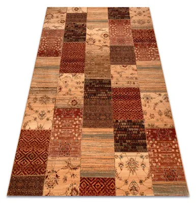 Image de Tapis en laine KASHQAI 4327 101 Patchwork terre cuite rouge 67x275 cm