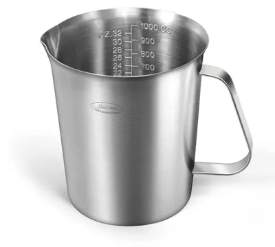 Produktbild von Messbecher Edelstahl 1000 ML mit 3 Messskalen, Griff, Milk Pitcher